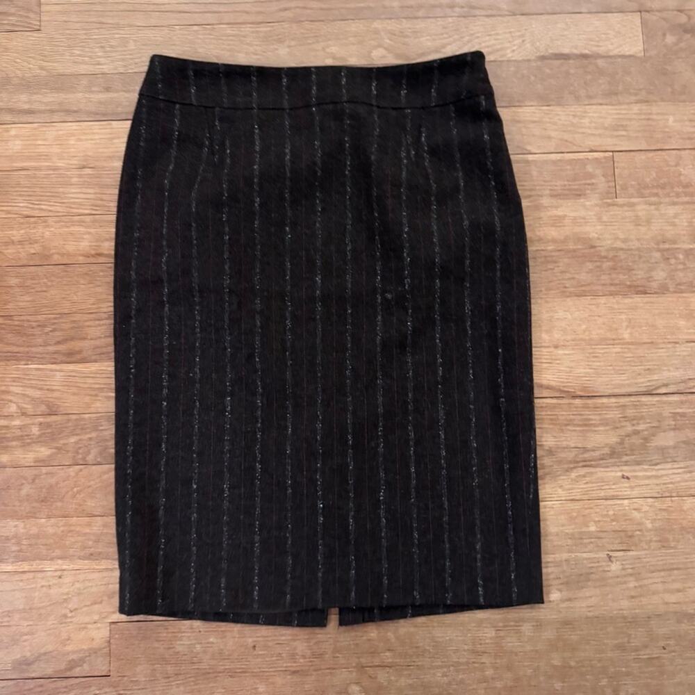 Randy Kemper wool blend brown red striped pencil midi skirt size 6 b75